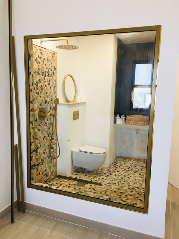 golden profile shower glass