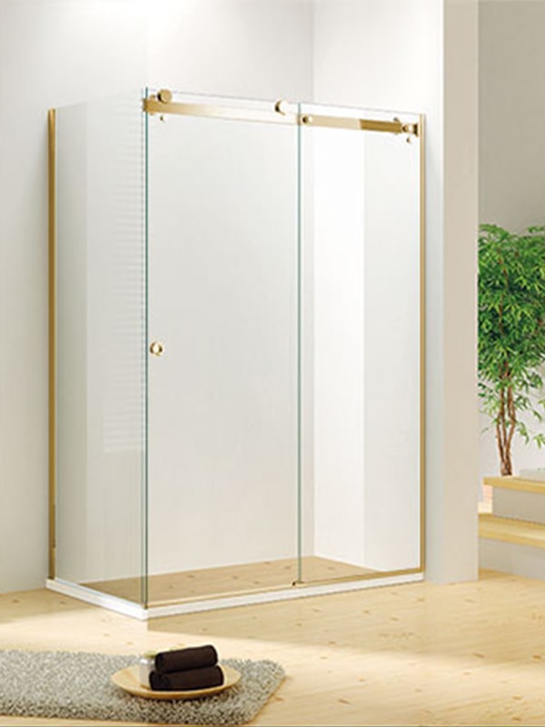 golden sliding shower glass partition