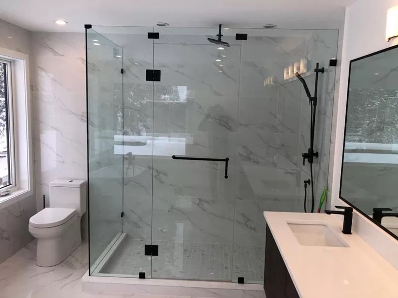 frameless shower glass partition in Dubai