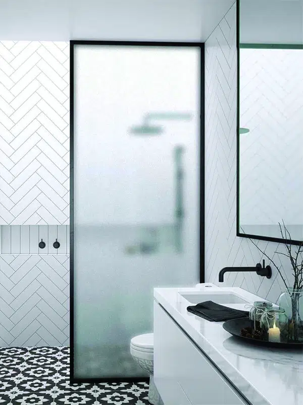 sandblast shower screen black frame