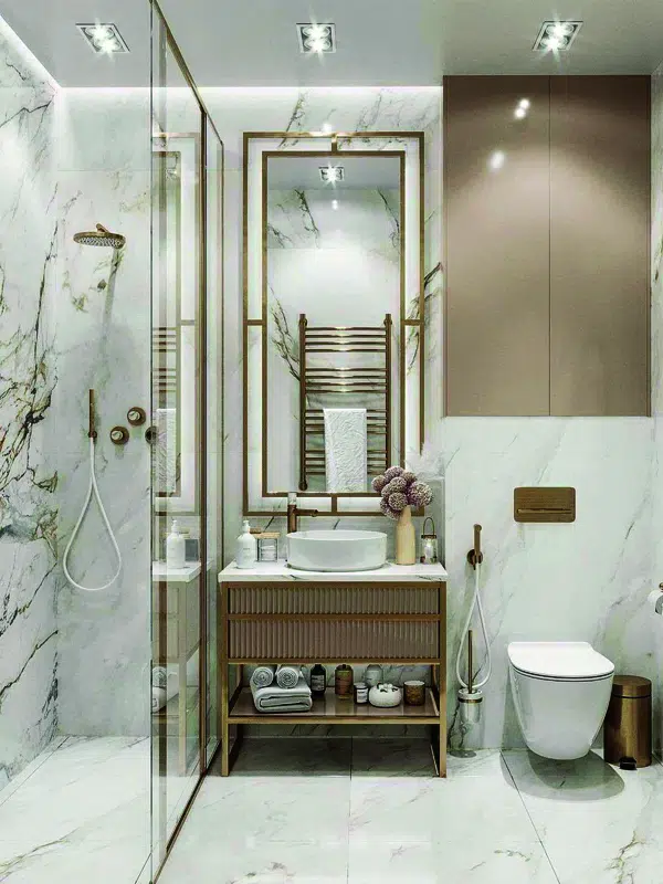 golden fixed shower screen